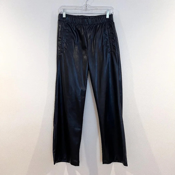 Mother Skippety Ankle Black Faux Vegan Leather Classic Straight Leg Pants Small - Picture 3 of 12
